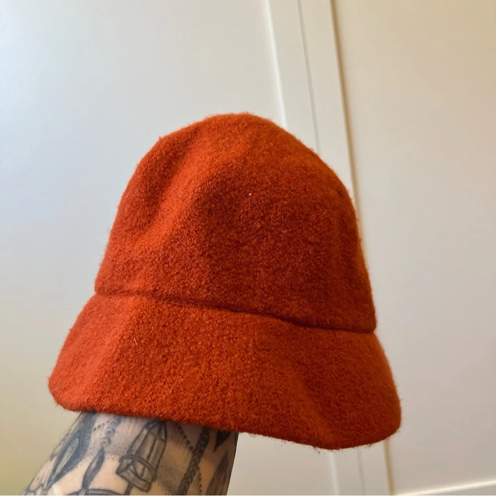 J Crew Women's 100%‎ Wool Orange Bucket Hat One Size